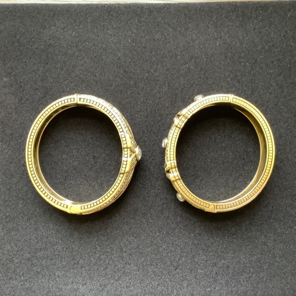 Heidi Daus Conscious Coupling Stackable Bangles Bracelet Set Clear/Hematite M/L - Picture 7 of 12